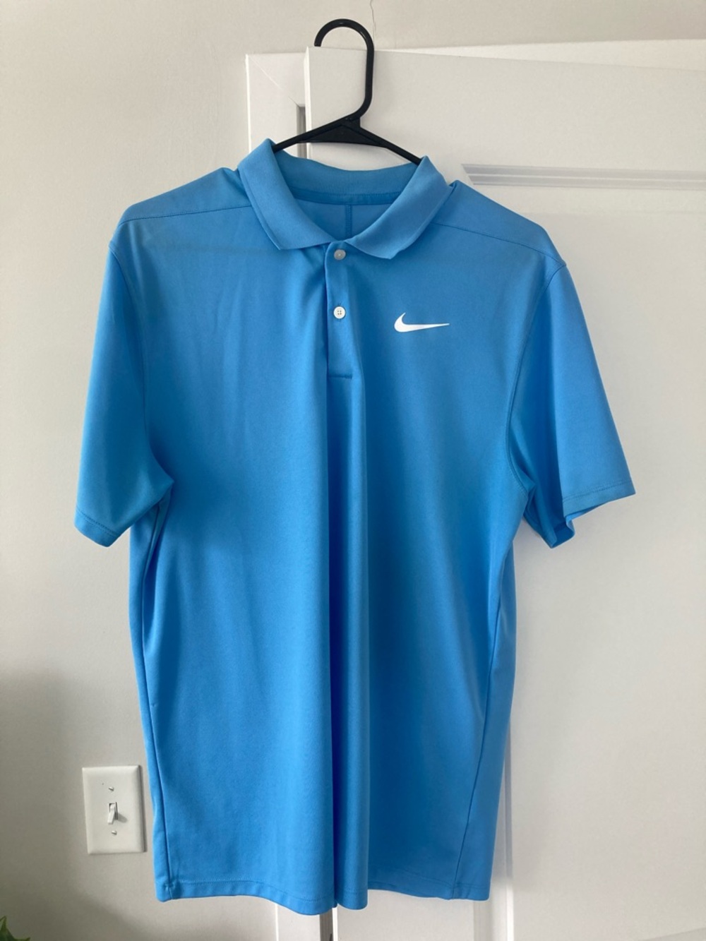 Nike Men’s Light Blue Performance Polo with White Swoosh